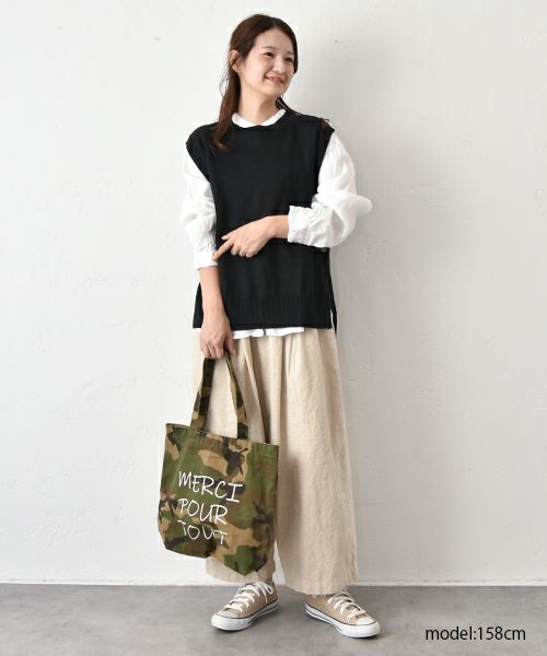 hagumu｜サイドボタンリネンニットベスト [[ha-BE-28]][C]