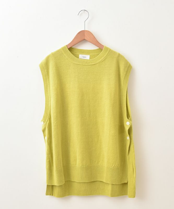 hagumu｜サイドボタンリネンニットベスト [[ha-BE-28]][C]