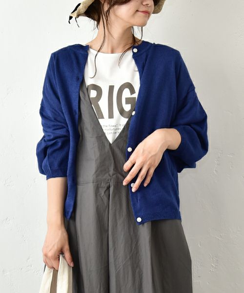 hagumu｜7分袖ドルマンスリーブリネンカーデ [[ha-CD-27]][C]