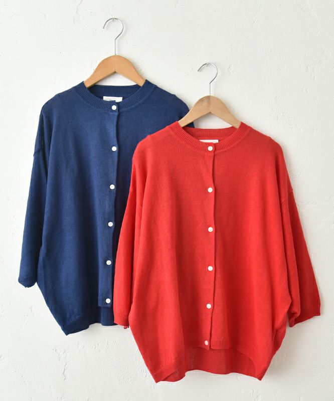 hagumu｜7分袖ドルマンスリーブリネンカーデ [[ha-CD-27]][C]