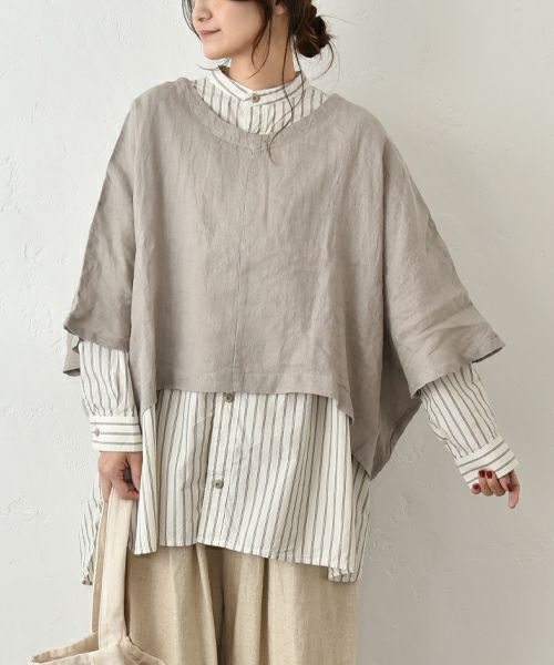 08Mab｜リネンシャンブレーVネックプルオーバー [[CF-525HF1209]][C]