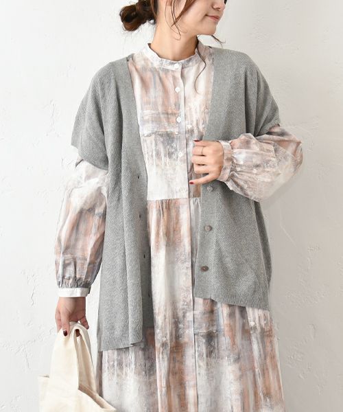 08Mab｜リネンコットンフレンチスリーブカーデ [[CF-525RT151]][C]