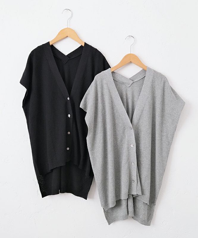 08Mab｜リネンコットンフレンチスリーブカーデ [[CF-525RT151]][C]