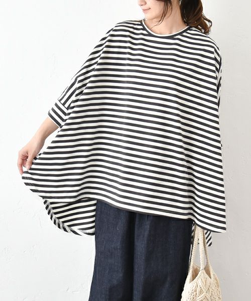 hagumu｜ボーダードルマンカットソー [[C-749]][C]