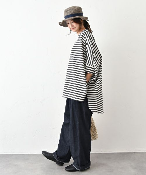 hagumu｜ボーダードルマンカットソー [[C-749]][C]