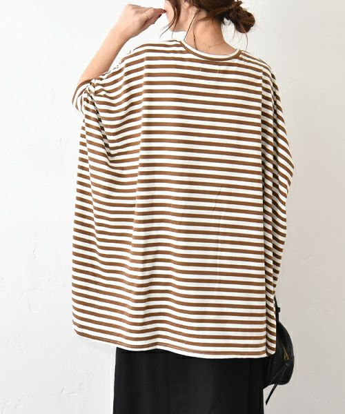 hagumu｜ボーダードルマンカットソー [[C-749]][C]