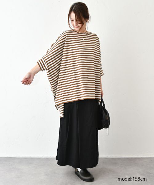 hagumu｜ボーダードルマンカットソー [[C-749]][C]