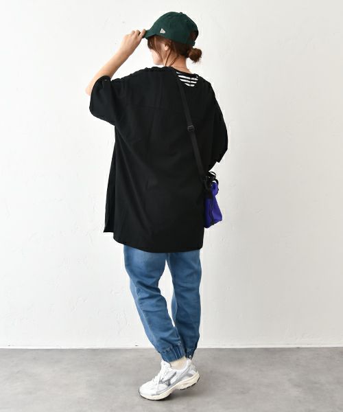 and quarter｜袖ロゴ入りオーバーカットソー [[131321F]][C]