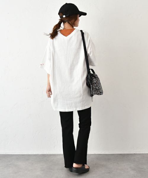 and quarter｜袖ロゴ入りオーバーカットソー [[131321F]][C]