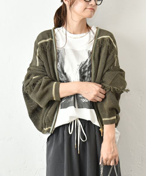  HUMS｜ジップアップニットカーデ [[MT-0434]][C]