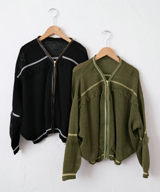  HUMS｜ジップアップニットカーデ [[MT-0434]][C]