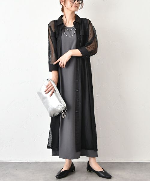 MICALLE MICALLE｜メッシュシャツコート [[MME148DDB]][C]