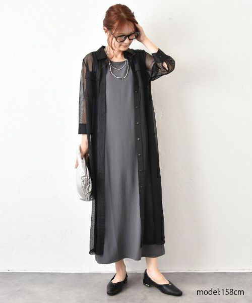 MICALLE MICALLE｜メッシュシャツコート [[MME148DDB]][C]