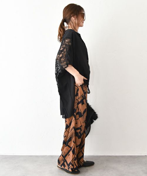 MICALLE MICALLE｜レース切替シャツ [[MME157HDB]][C]