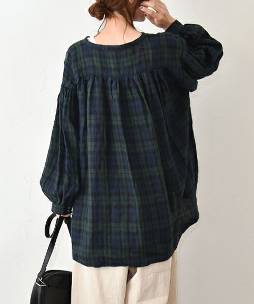 08Mab｜リネンVネックギャザーシャツ [[CF-825HF1244]][C]