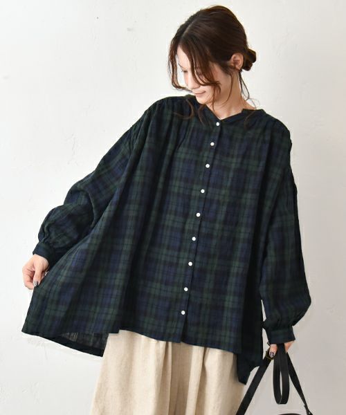 08Mab｜リネンVネックギャザーシャツ [[CF-825HF1244]][C]