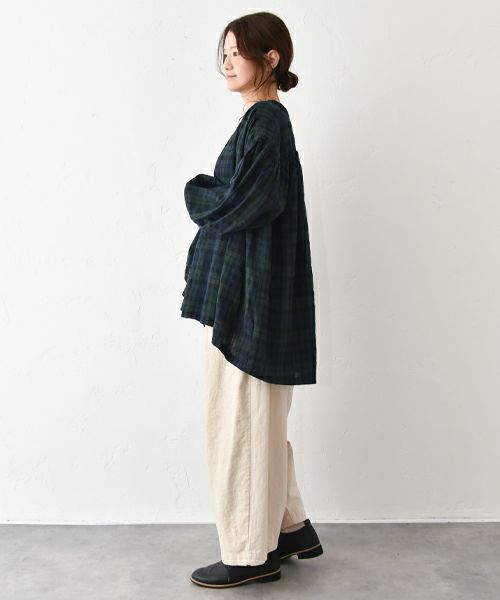 08Mab｜リネンVネックギャザーシャツ [[CF-825HF1244]][C]