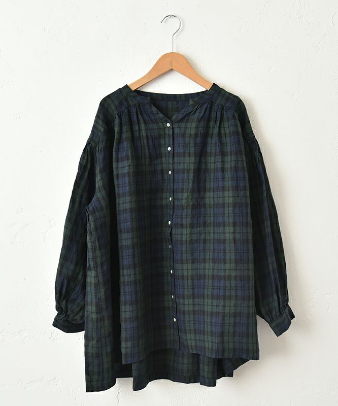  08Mab｜リネンVネックギャザーシャツ [[CF-825HF1244]][C]