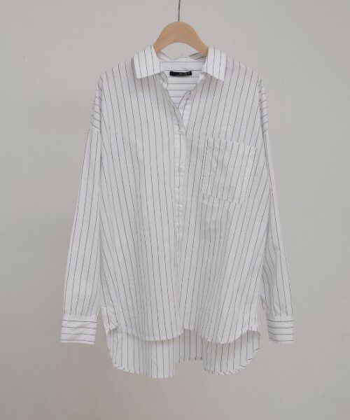 Hymn LIPA シワ加工ピンストレギュラーシャツ