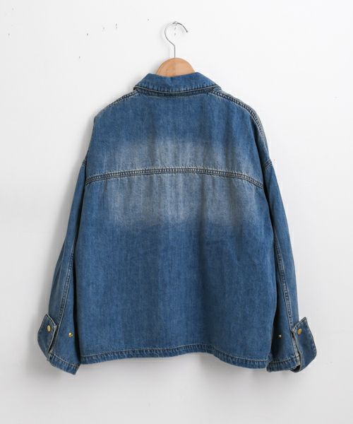 CYAN TOKYO シアントーキョードレープ ポケットデニムZIP ジャケット 一日一服/CYAN TOKYO/シアン トーキョー/ドレープ ポケット