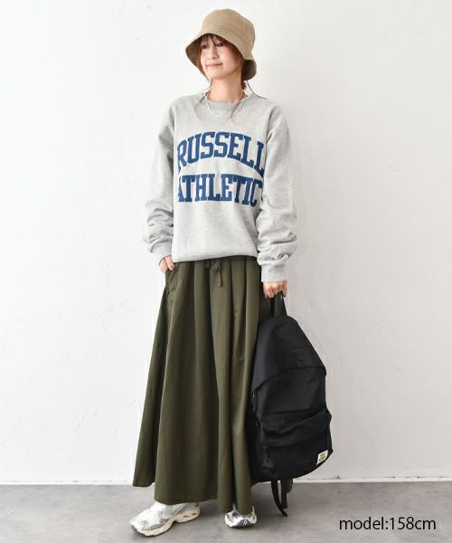 RUSSELL ATHLETIC｜Brushed Fleece Sweat ‘Arch Logo’ Felt Patched Shirt/ロゴクルースウェット [[RC-25715]][C]