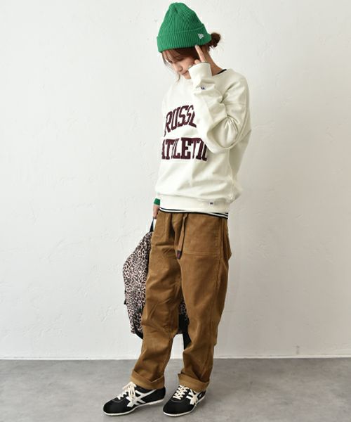 RUSSELL ATHLETIC｜Brushed Fleece Sweat ‘Arch Logo’ Felt Patched Shirt/ロゴクルースウェット [[RC-25715]][C]