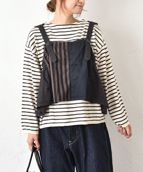 tumugu｜デニム×ヒッコリーストライプベスト [[TB25311]][C]