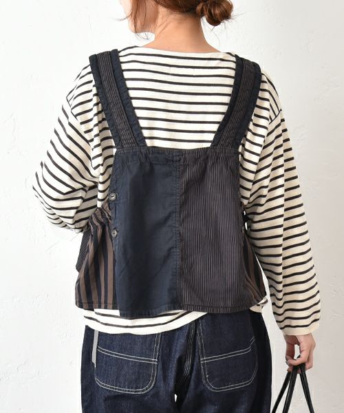 tumugu｜デニム×ヒッコリーストライプベスト [[TB25311]][C]