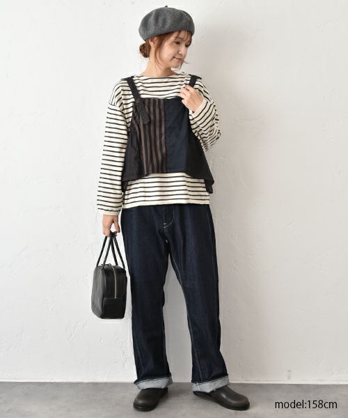 tumugu｜デニム×ヒッコリーストライプベスト [[TB25311]][C]