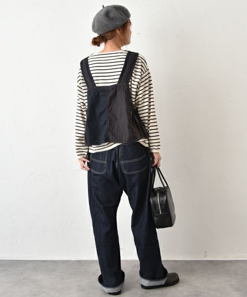 tumugu｜デニム×ヒッコリーストライプベスト [[TB25311]][C]