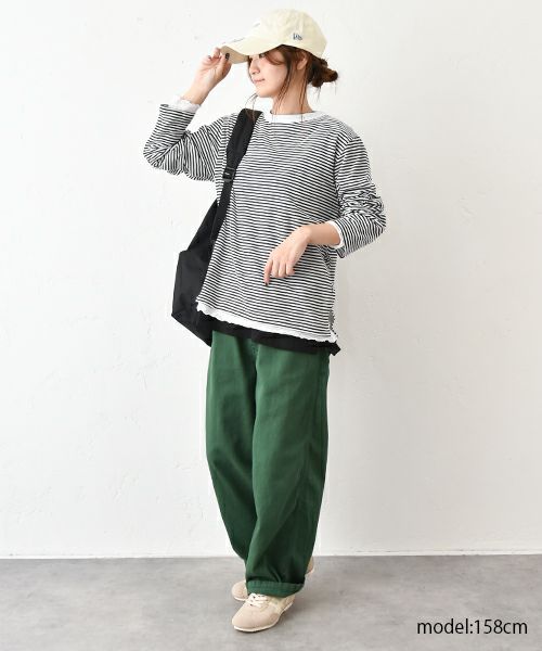 Gives a sense of fullment｜ボーダーレイヤードTee [[853309]][C]