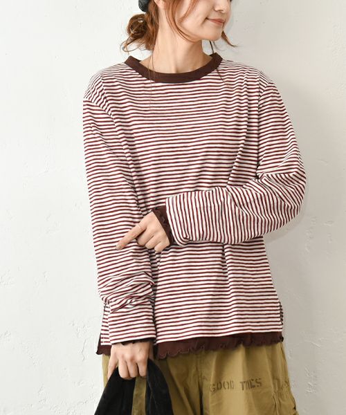 Gives a sense of fullment｜ボーダーレイヤードTee [[853309]][C]