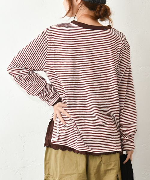 Gives a sense of fullment｜ボーダーレイヤードTee [[853309]][C]