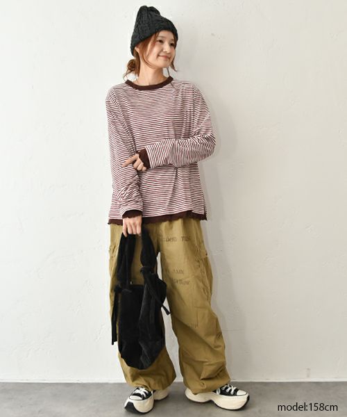 Gives a sense of fullment｜ボーダーレイヤードTee [[853309]][C]