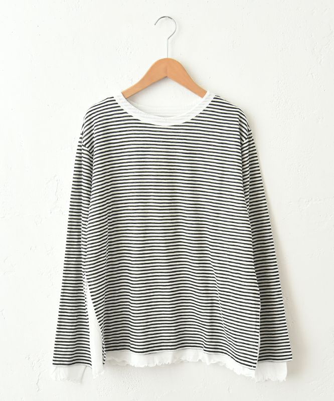 Gives a sense of fullment｜ボーダーレイヤードTee [[853309]][C]