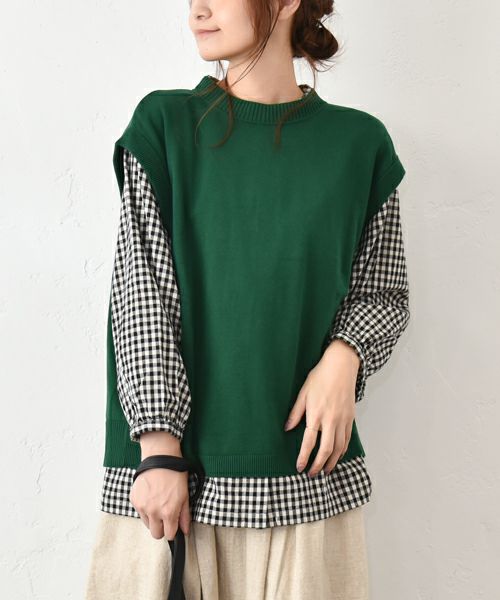 hagumu｜バックタックコットンニットベスト [[ha-BE-31]][C]