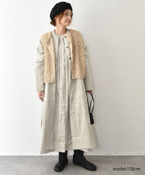 08Mab｜9番手リネンワイドピンタックワンピース [[CF-825HF1247]][C]