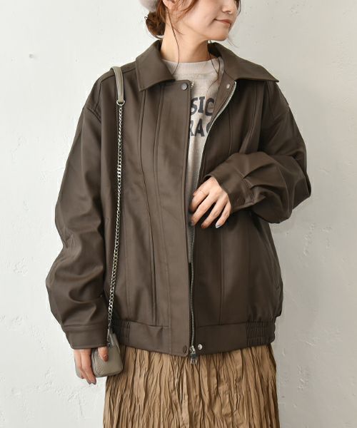 HUMS｜レザー風ブルゾン [[410352]][C]
