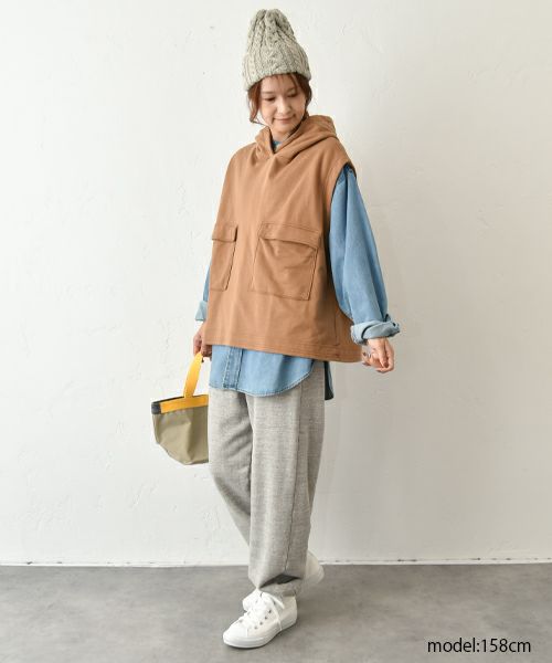 her.｜ポケット付きフードベスト [[131328H]][C]