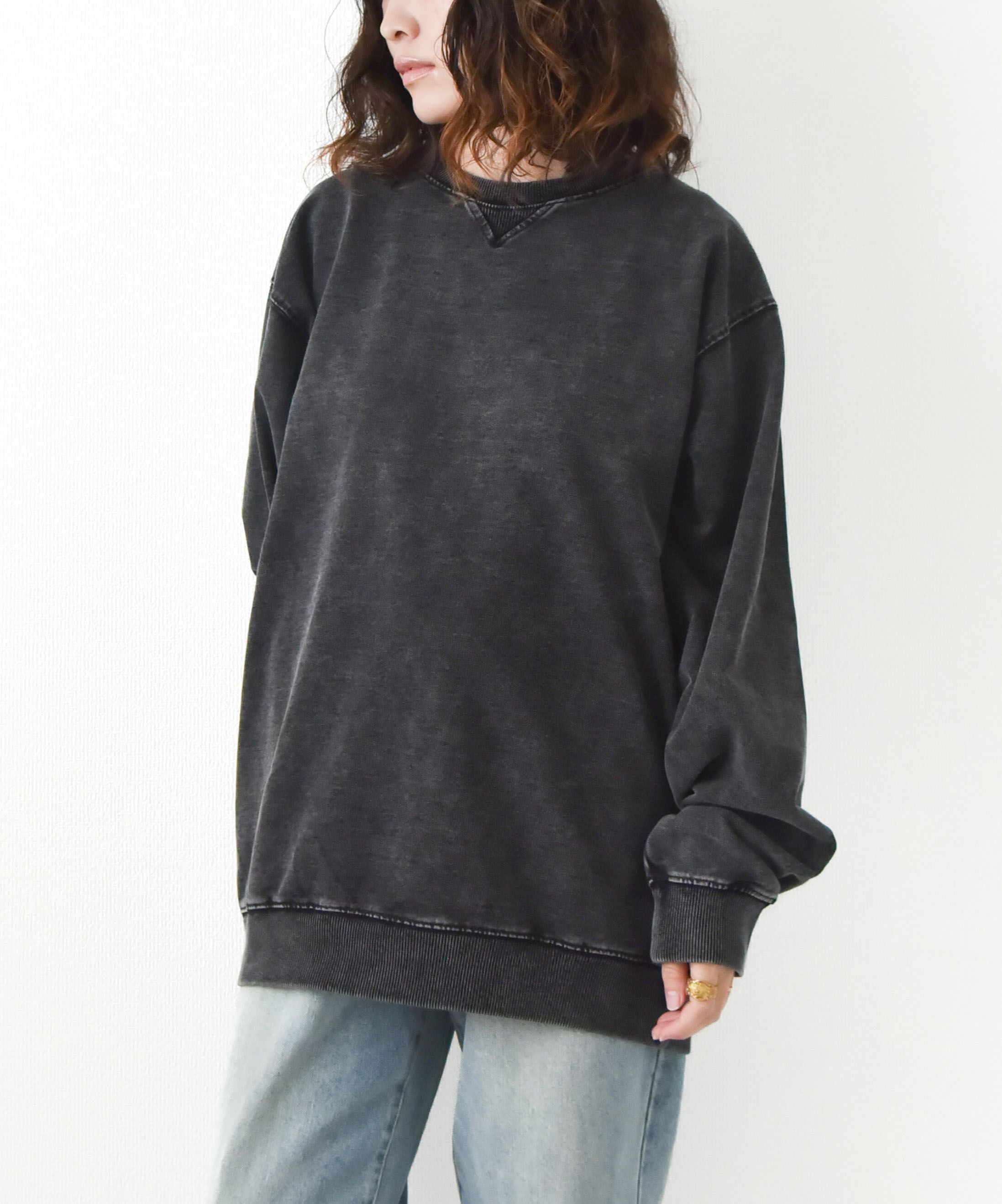 day standard｜カットデニムケミカルトレーナー [[121954]][D]