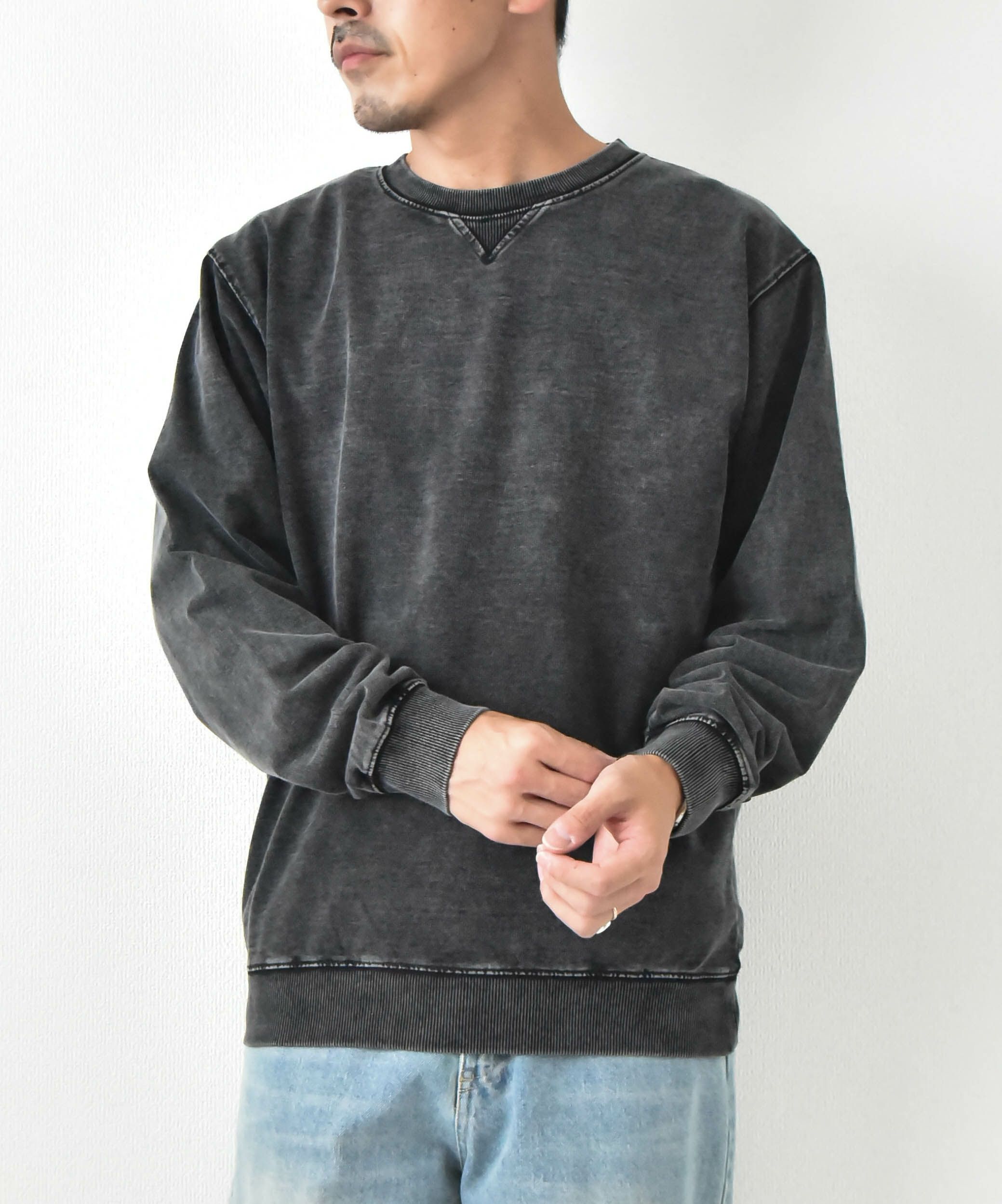 day standard｜カットデニムケミカルトレーナー [[121954]][D]