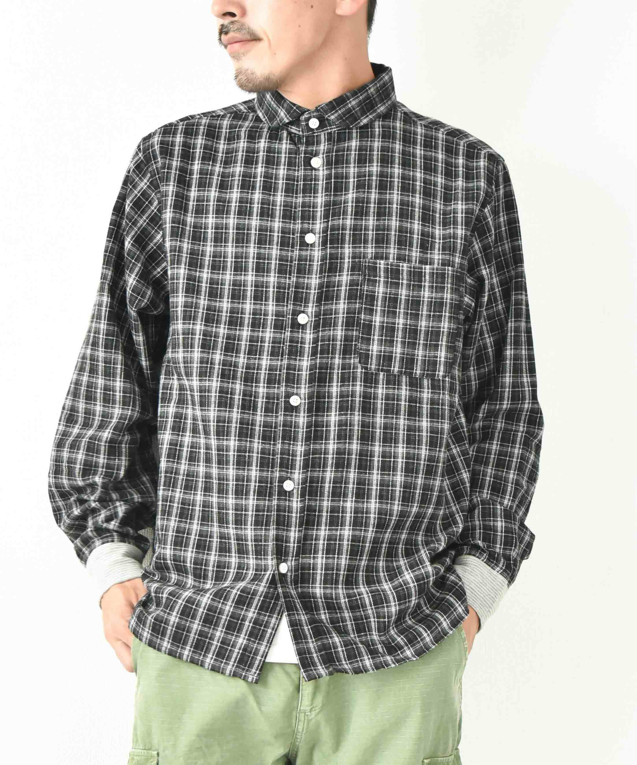 ジムマスター｜2WAY ショールカラー　チェックネルシャツ [[G433755]][D]