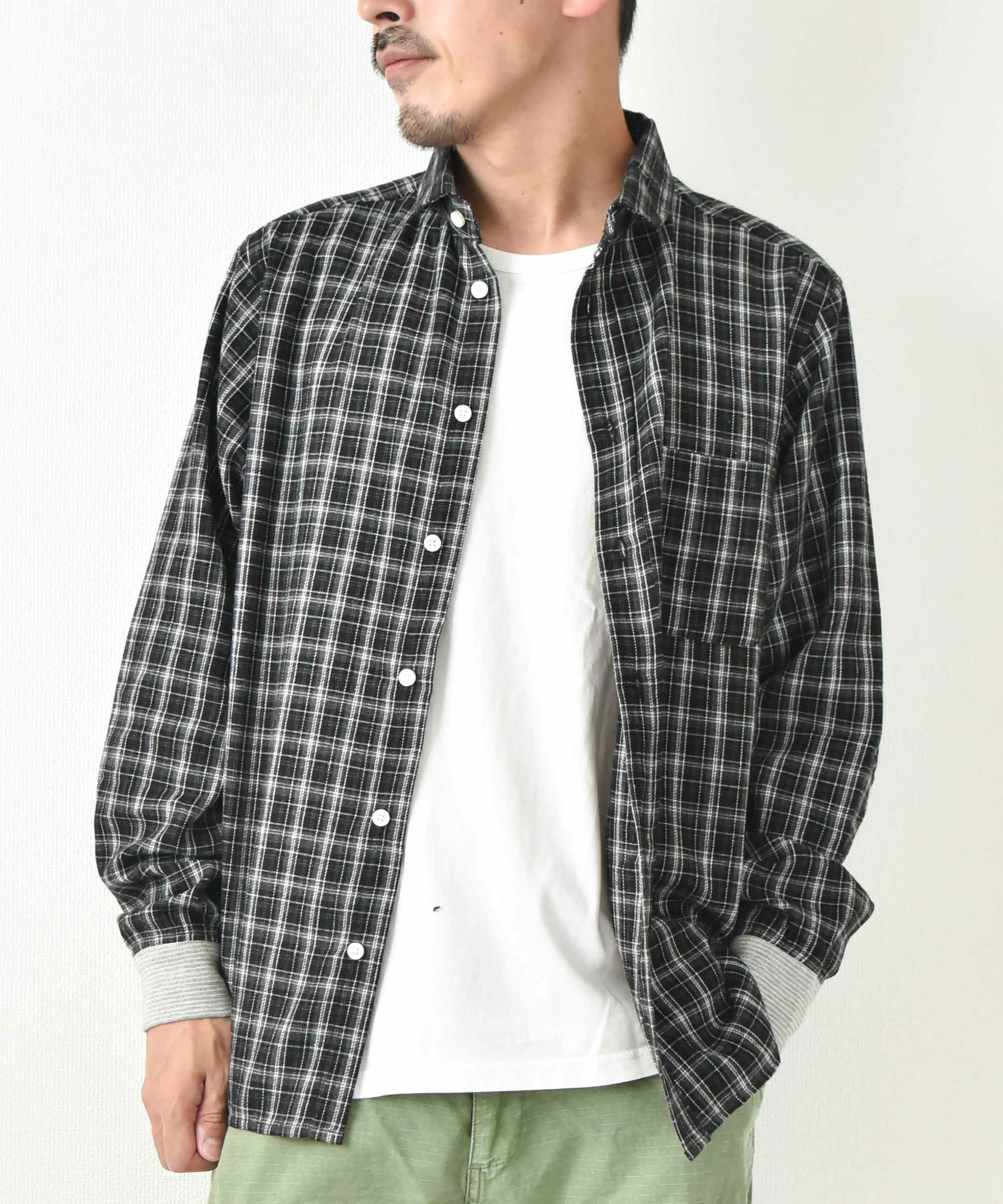 ジムマスター｜2WAY ショールカラー　チェックネルシャツ [[G433755]][D]