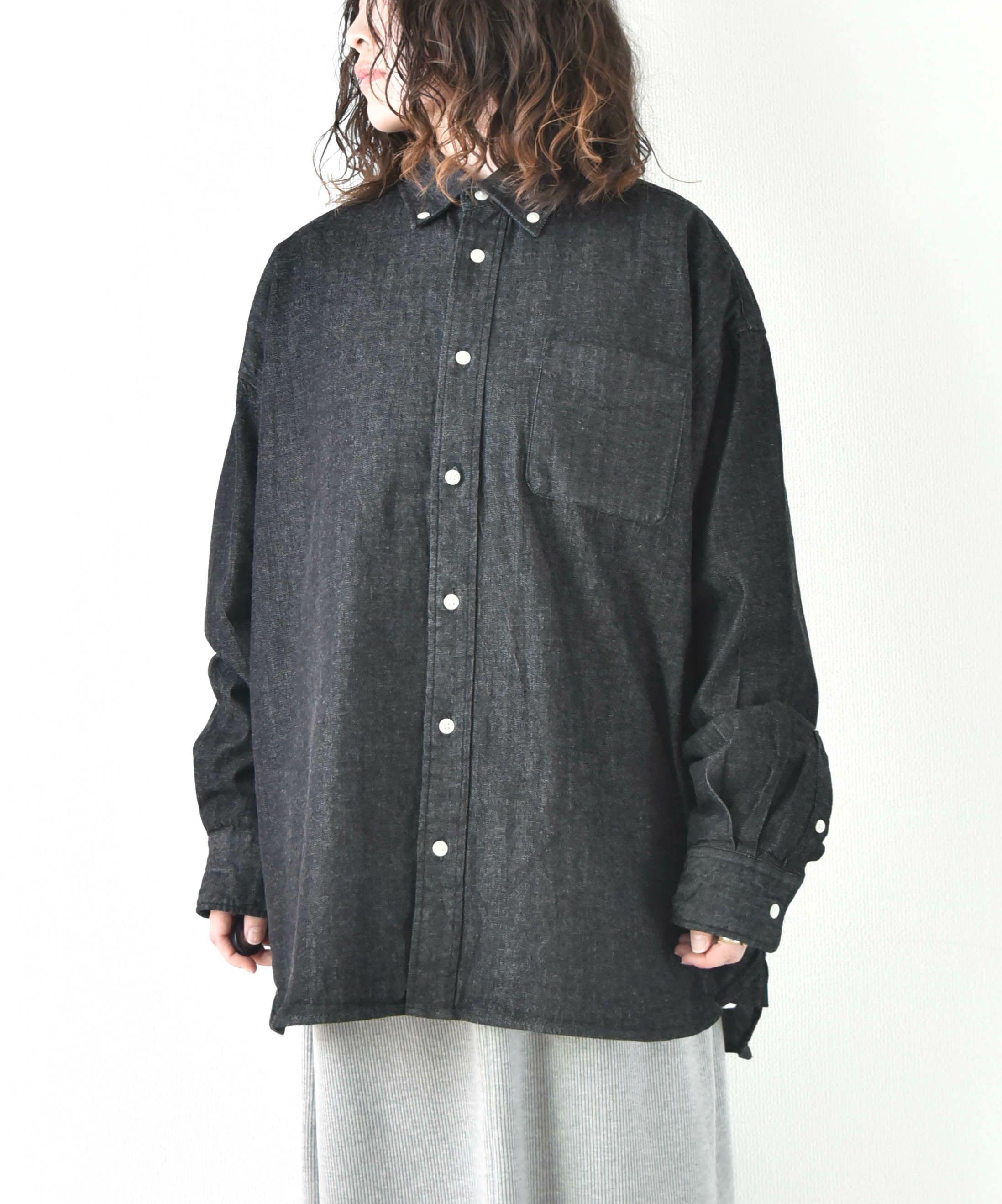 Audience｜「備後」8オンス ムラデニムボタンダウンボクシーAライン長袖シャツ [[AUD6663]][D]