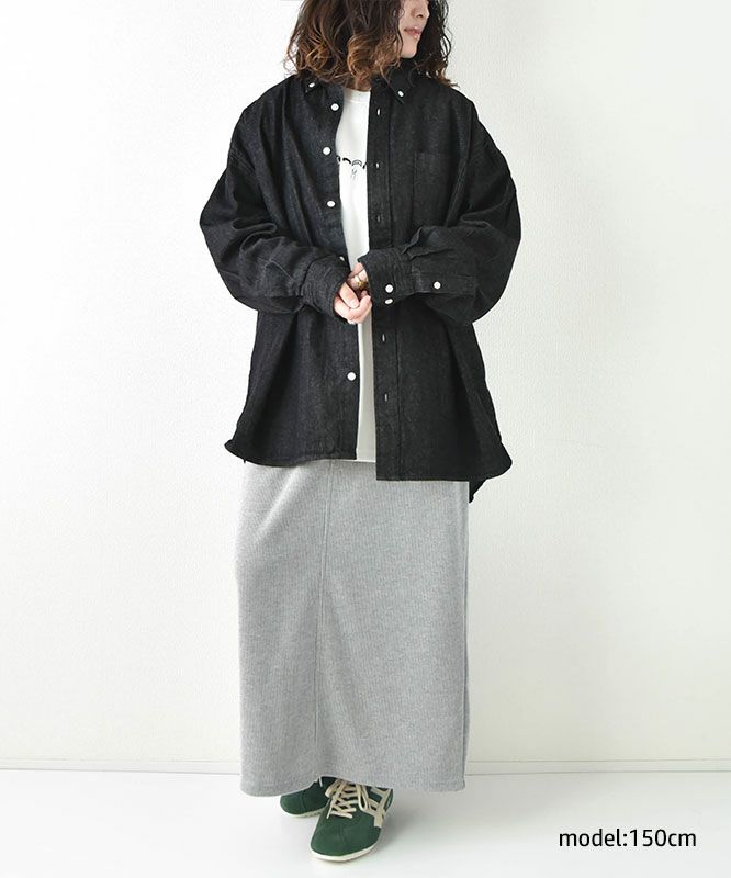 Audience｜「備後」8オンス ムラデニムボタンダウンボクシーAライン長袖シャツ [[AUD6663]][D]