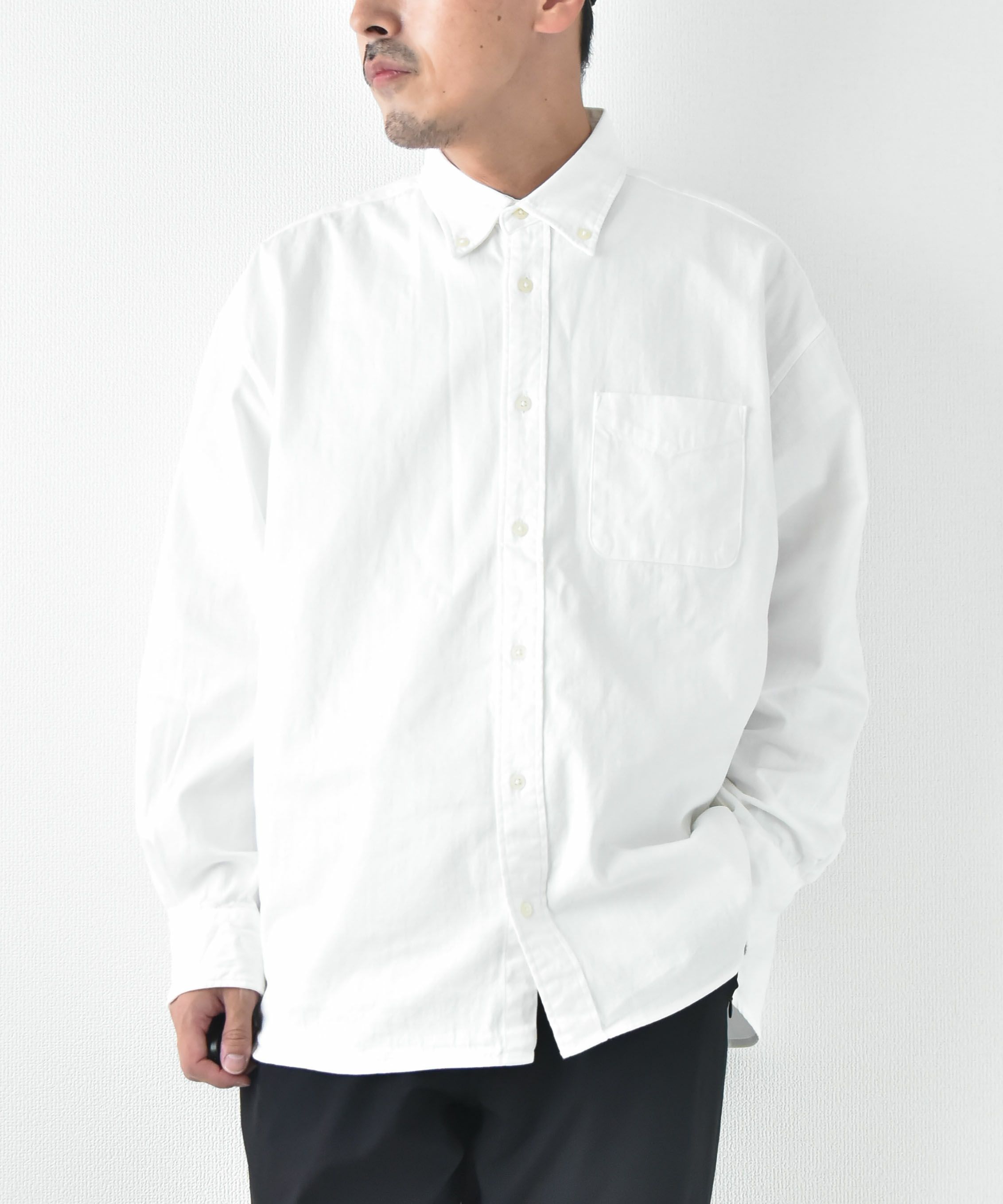 Audience｜「備後」8オンス ムラデニムボタンダウンボクシーAライン長袖シャツ [[AUD6663]][D]