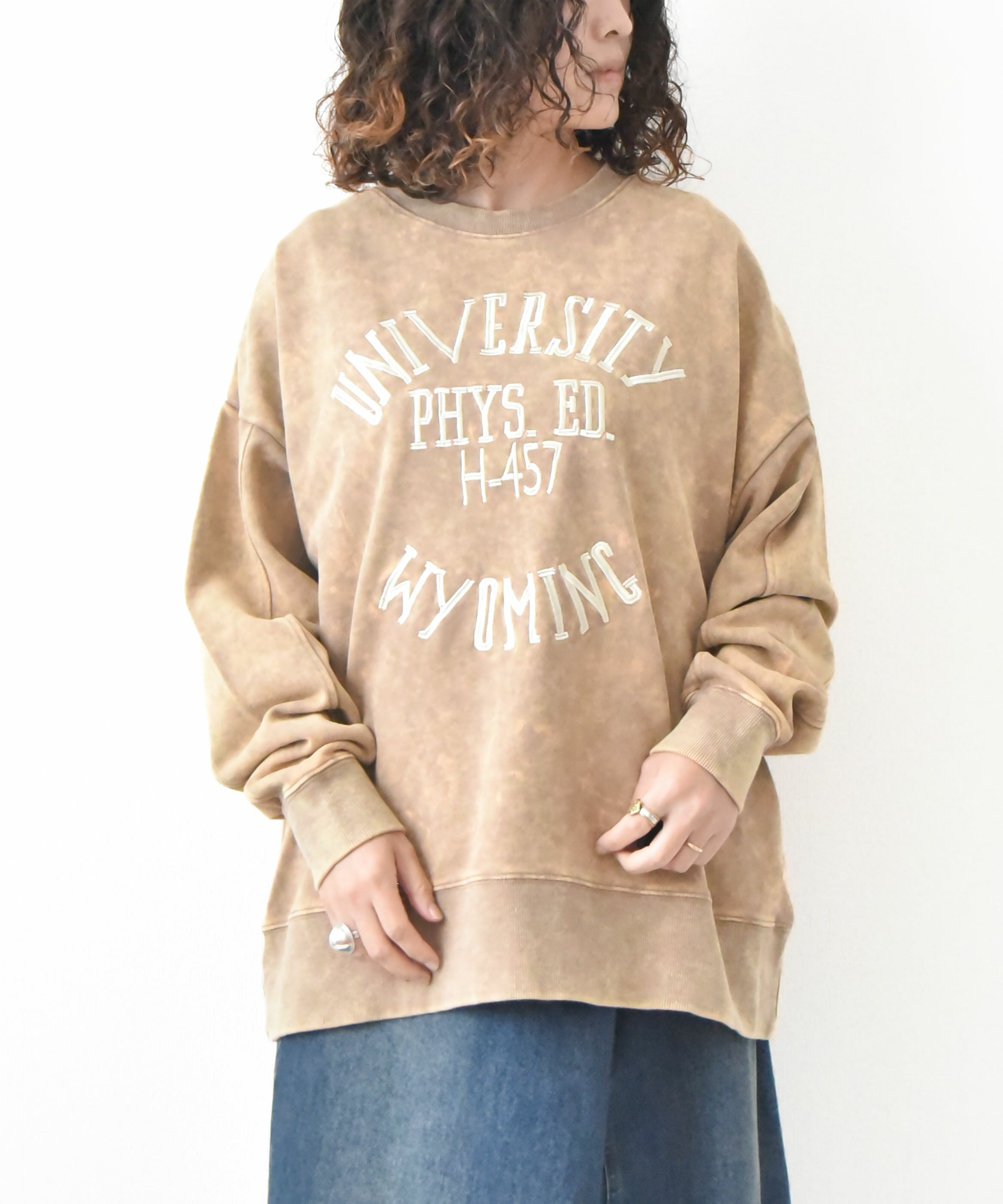 KAKELA&TRANQUIL｜クルーロング刺繍ロゴ [[12507-311-10]][D]