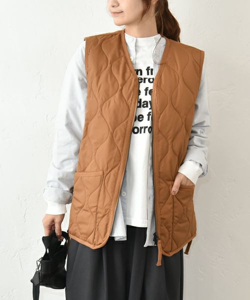 TAION｜ミリタリーWジップ Vネック ダウンベスト [[TAION-001ZML-1]][C]