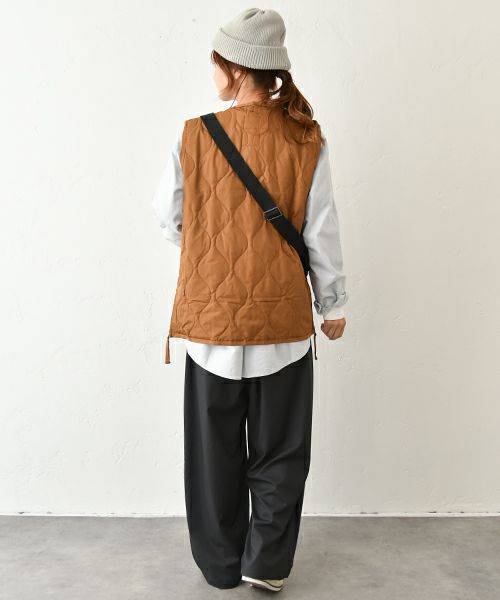 TAION｜ミリタリーWジップ Vネック ダウンベスト [[TAION-001ZML-1]][C]