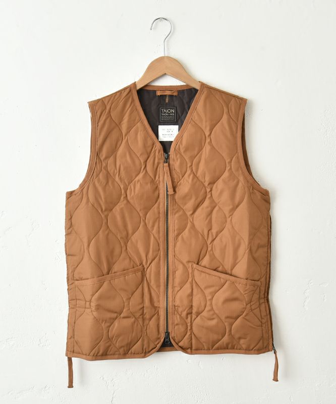  TAION｜ミリタリーWジップ Vネック ダウンベスト [[TAION-001ZML-1]][C]